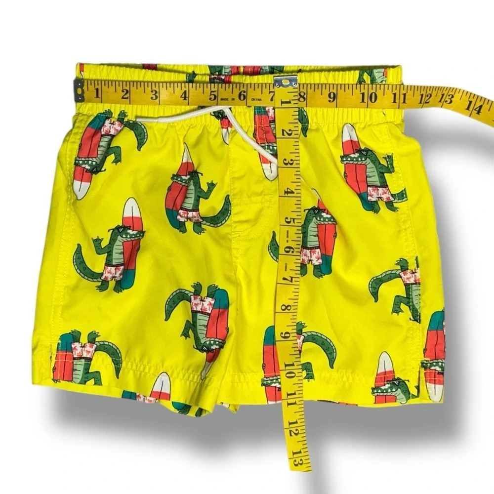 Surfing Alligator Print Swim Shorts Drawstring Lined Quick Dry Kids 6/7